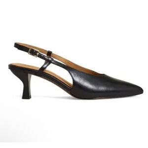 Madewell Women 8 The Debbie True Black Leather Slingback Heels NO289 NEW